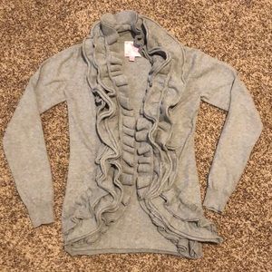Gray ruffle cardigan